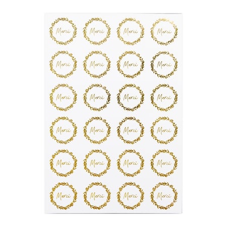 180 stickers ronds dorés Merci Ø 3 5 cm - La Poste