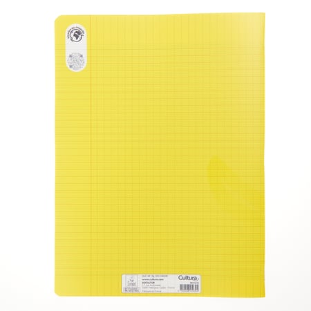 Cahier A4 grands carreaux polypro jaune 96 pages