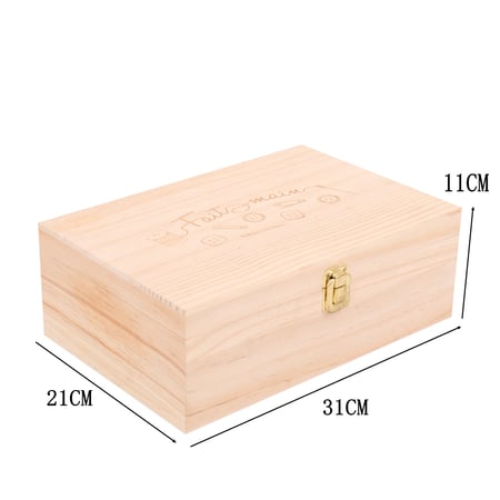 Boîte à couture en bois - Gingembre sculpté 41 cm - Boîte en bois pour le  rangement des