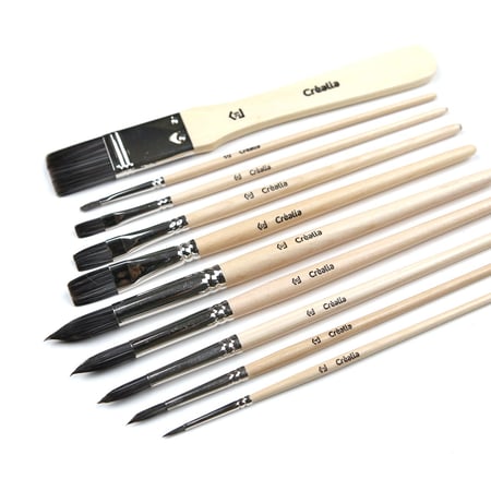 Lot De 10 Pinceaux Avec 6 Palettes Mixtes - Lot De 10