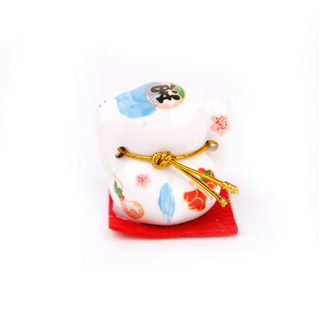 Porte-Clés 3D Chat Chinois Maneki-Neko Porte Bonheur en Bois