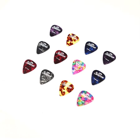 12 médiators celluloïd - 0.46-1.50 mm - Mix pack - Shiver