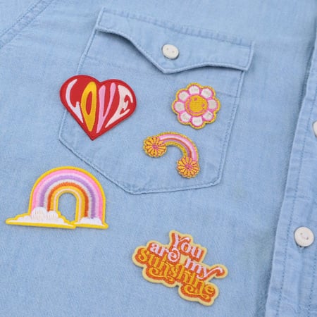 60 PièCes Patchs à Repasser Mignon Mini Patch à Repasser En Forme De Coeur Broderie Fleur