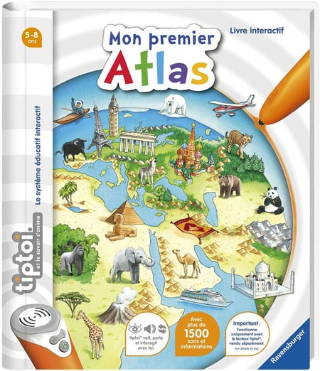 Ravensburger - Coffret Complet tiptoi Lecteur interactif + Livre en  français Mon premier Atlas - Jeux électroniques