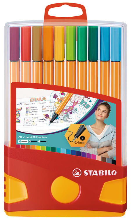 Etui ColorParade de 20 stylos-feutres STABILO point 88 dont 10 pastel