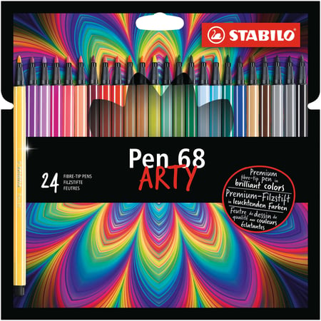 Lot de 24 feutres de dessin pointe moyenne - STABILO - Couleurs assorties - Pen 68 ARTY