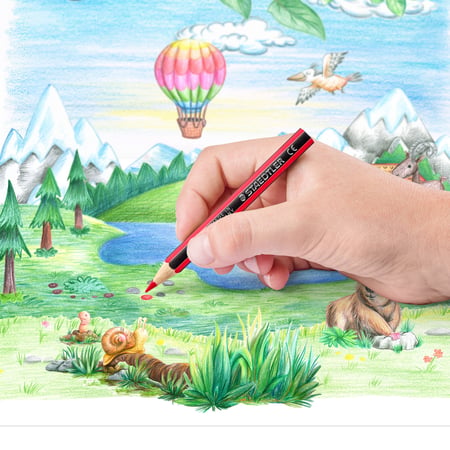 12 Crayons De Couleur Staedtler Vert Feuille - Forme Triangulaire, Mine Résistante, Bois Certifié FSC