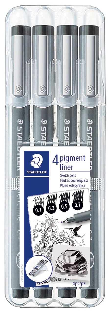 Pochette de 6 stylos feutre Staedtler - Pigment Liner 0,5 mm couleur C1 à  Lyon - Papeterie Gouchon
