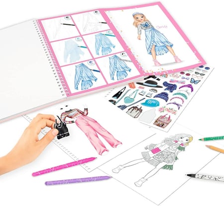 Livre de coloriage TOPModel avec crayons et stylos - Plastique créatif -  Supports de dessin et coloriage
