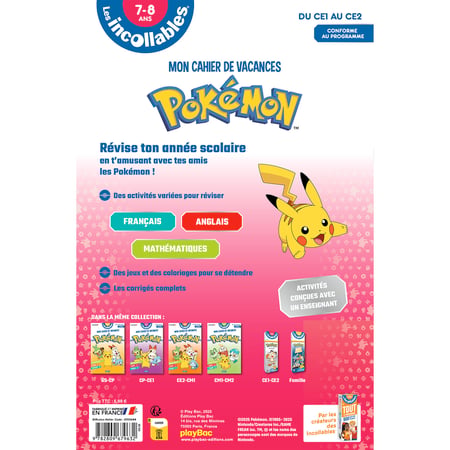 Les incollables : Pokémon - mon cahier de vacances - du CE1 au CE2 (édition 2022)