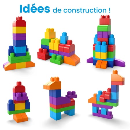 Mega Bloks Sac Medium Classique 60 briques Briques de construction 12 mois et