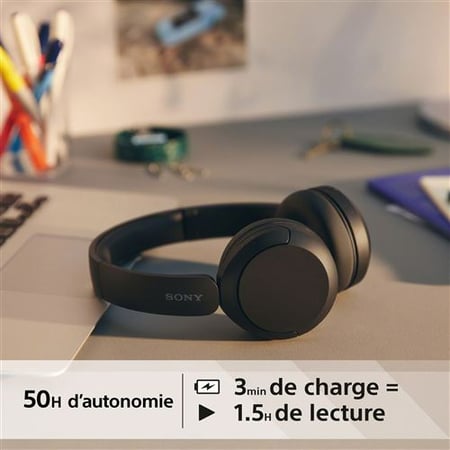 Sony WH-CH520 Casque Bluetooth Sans Fil - 50h Autonomie, Multipoint, Micro - Noir (neuf Boîte Ouverte)