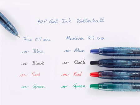 Stylo bleu - B2P rechargeable - pointe moyenne 0,7 - Ethikit