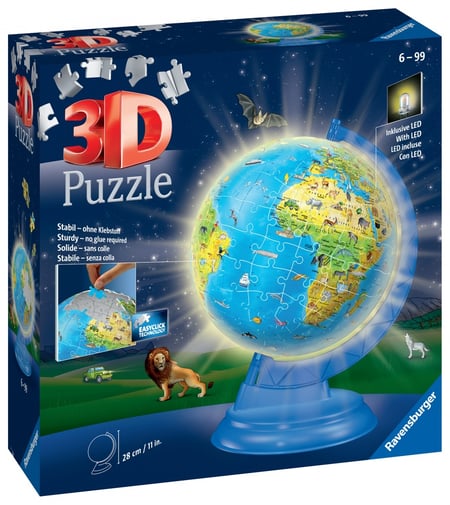 Puzzle Ball 3D 180 pièces : Globe terrestre - Ravensburger - Rue des Puzzles
