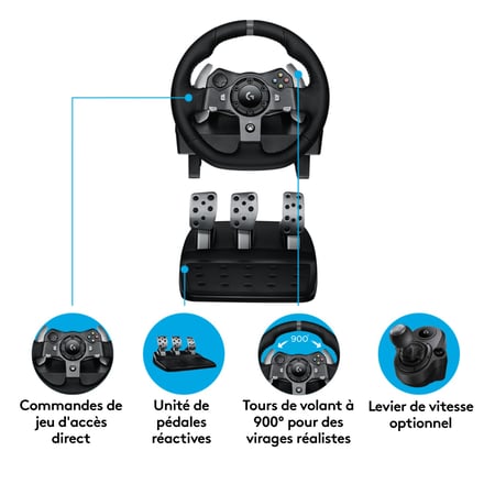 Volant Logitech G920 Driving Force + pédales (compatible Xbox One