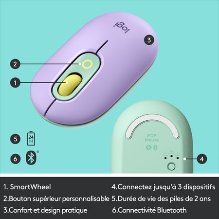 Souris sans fil logitech pop mouse avec emojis personnalisables