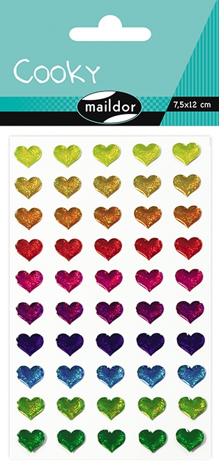 50 stickers cœur - multicolore - 7.5x12 cm