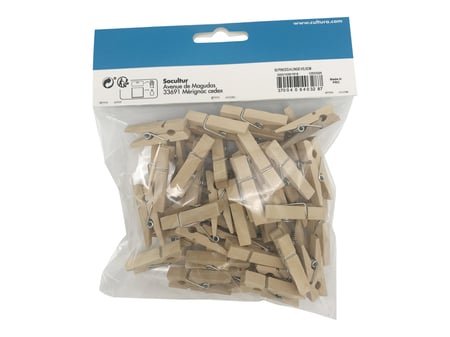 Set de 50 petites pinces à linge bois naturel - Créalia - Coffrets