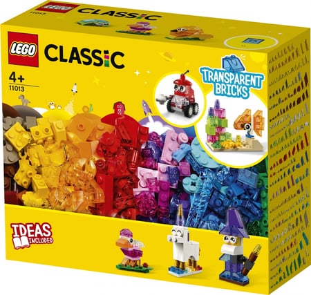 LEGO Classic Creative Transparent Bricks Building Set 11013 for Girls and  Boys, STEM Toy and Preschool Hands-On Learning Toy, Includes Wizard