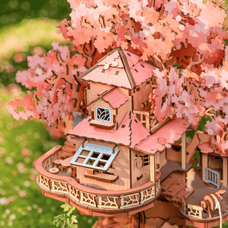 Puzzle 3D Bois Sakura Tram - Maquette 283 Pièces Avec Tramway Mobile Et LED - Déco Anime Et Cadeau