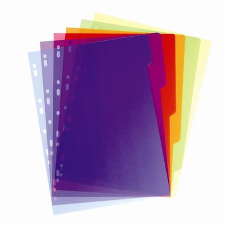 Jeu de 6 intercalaires en polypropylène coloré 12/100ème, format A4