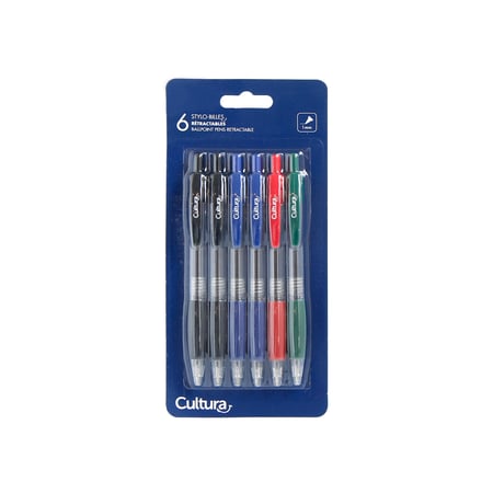 Cobee Bling Metal Lot de 6 stylos à bille rétractables à encre