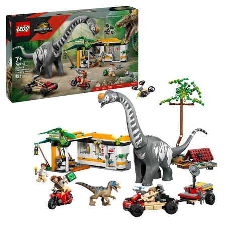 LEGO Jurassic World La Poursuite du Vélociraptor et du Titanosaure - Jouet Dinosaure - Voiture 4x4 & Moto - 3 Minifigurines - Cadeau Original pour Garçon ou Fille dès 7 ans 76973