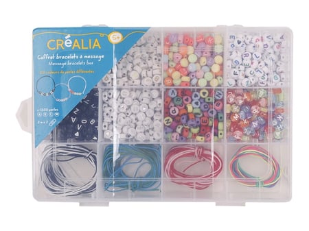 Coffret bracelets à message 1200 perles lettres et cordons - Créalia -  Perles et bijoux enfant
