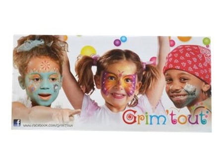 GRIM'TOUT Palette de maquillage de fête pour enfant et adulte, pour visage  et corps, tous type de peau, 9 couleurs x 3ml + 1 éponge, 1 pinceau, 1  livret pas à pas 