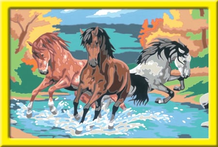 Peinture par numéros Adultes Chevaux Animaux 40x50 avec cadre Cadre