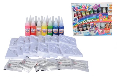 Aqua Gelz Creative Set, 7 flacons de gel de couleur de 30ml, 4 moules, 4x  additif