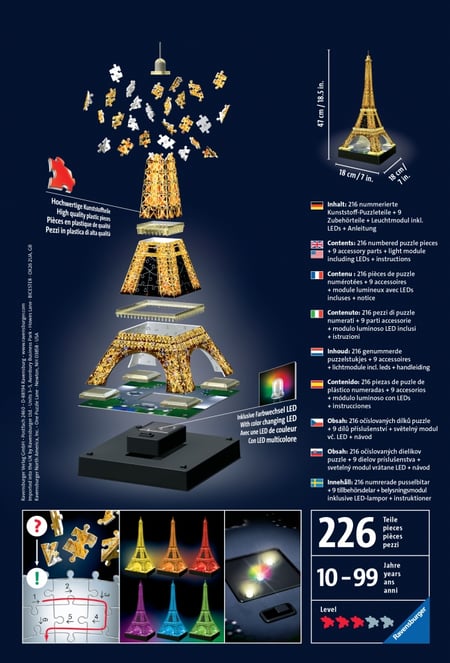 Puzzle 3D - Torre Eiffel LED | Maquette A Construire | Puzzle 3D Adulte Et  Puzzle 3D Enfant | Puzzle Enfant 8 Ans | Maquette Jouet Enfant | Puzzles 3D