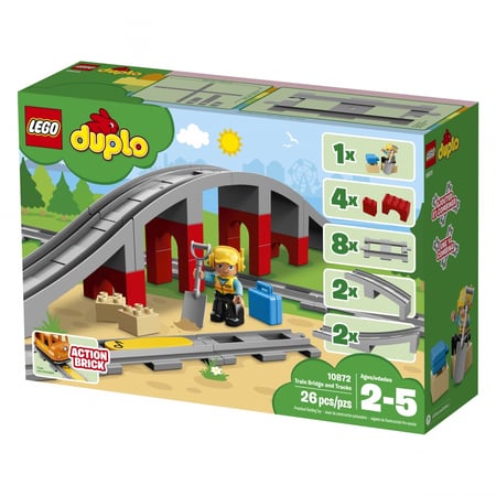 LEGO DUPLO Les rails et le pont du train 10872 LEGO : la boîte à Prix  Carrefour