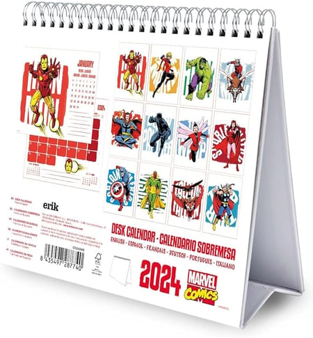 Calendrier de bureau 2024 Grupo Erik - 12 mois - Marvel Comics - 20 x 18 cm  - Calendriers 2023 - Agendas - Calendriers