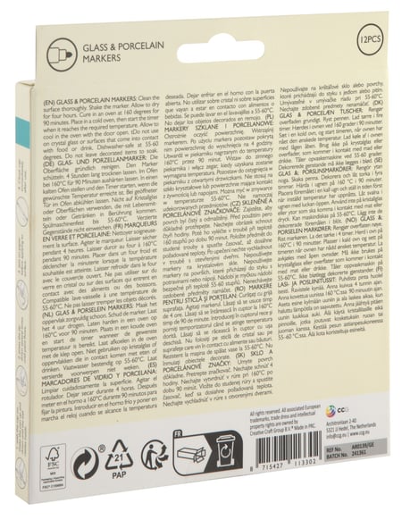 Stylos Porcelaine Funnasting - 12 Couleurs, Lavables Au Lave-vaisselle, Pour Céramique Et Verre