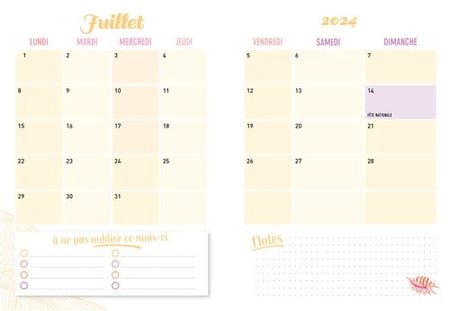 Agenda Pleine Vie - 12 mois - de janvier à décembre 2024 - Accessoires  Organisation familiale
