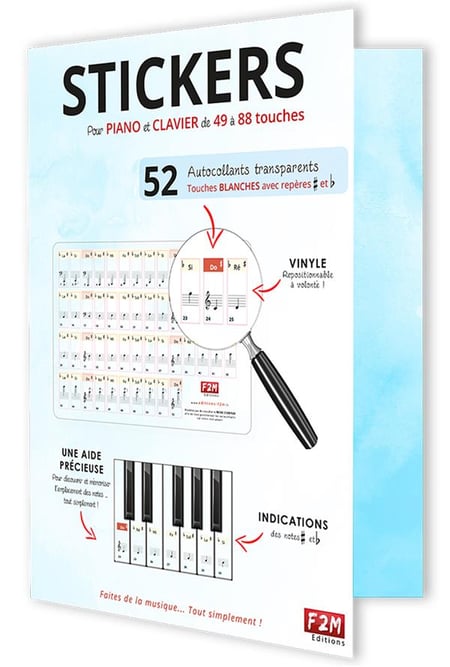 Ccdes Étiquette de Note de Piano Étiquette de Clavier de Piano Amovible  Grande Lettre de Note pour 49/61/76/88 Autocollant de Piano Électronique  Clé 
