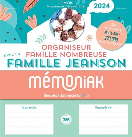 Mémoniak : organiseur familial : de septembre à décembre (édition 2023/2024)  - Collectif - Editions 365 - Papeterie / Coloriage - Place des Libraires