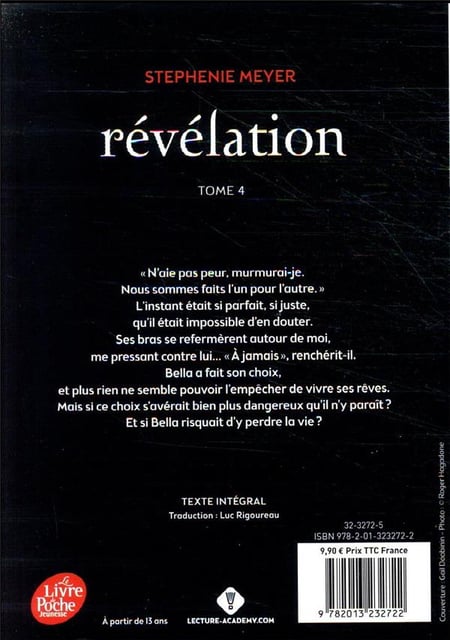 Twilight Tome 4 : révélation - Stephenie Meyer - Le Livre De Poche