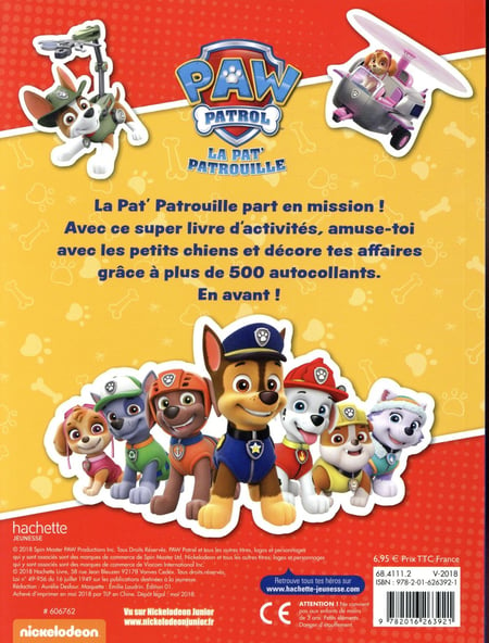 La Pat'Patrouille : 500 stickers : Collectif - 201626392X - Livres jeux et  d'activités