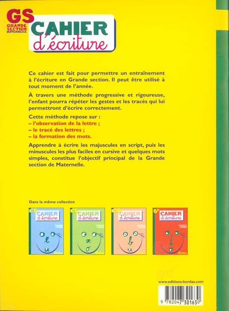 Cahier d'écriture pour Enfant de Grande Section de Maternelle et