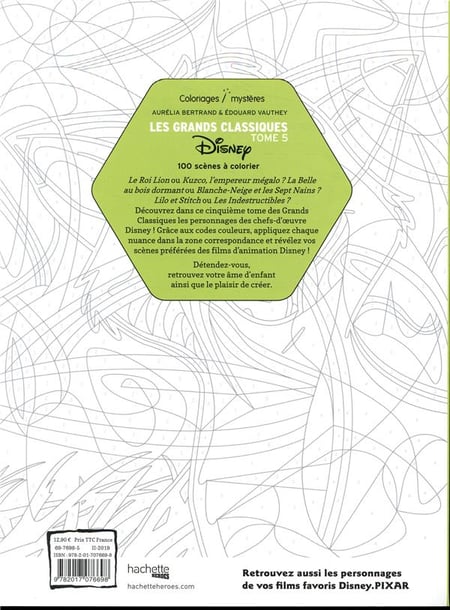 Livre Coloriages Mystères Les grands classiques Disney Hachette - Activités  manuelles et fournitures - La Boutique Disney