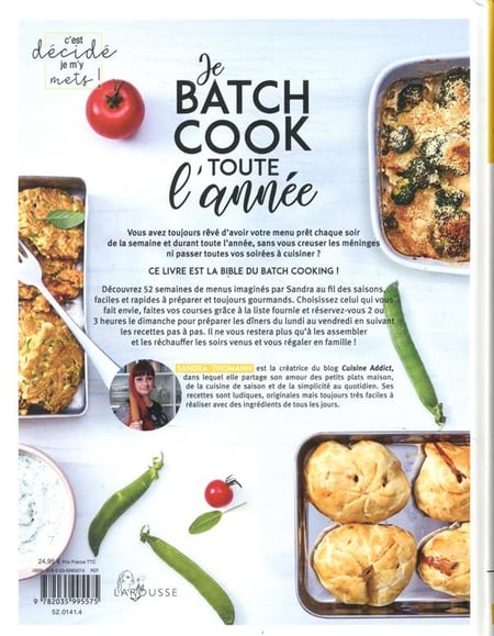 Batch cooking - Préparez 5 repas pour la semaine en 2h le dimanche ! -  Librairie Eyrolles