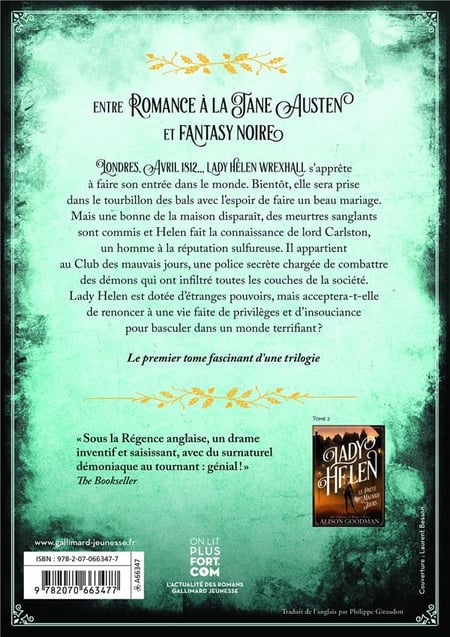 LADY HELEN, TOME 1 : LE CLUB DES MAUVAIS JOURS D’ALISON GOODMAN ( 2022) | COmité DE