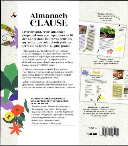 Almanach clause : 52 semaines de conseils pour un beau jardin 100% naturel  : Rosenn Le Page - 2263183108 - Livres Jardin - Nature