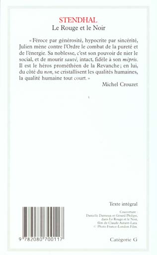 Le Rouge et le Noir, Stendhal, Michel Crouzet