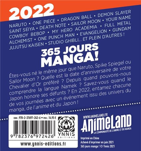 Ephéméride 2024 - 365 jours japanime & manga