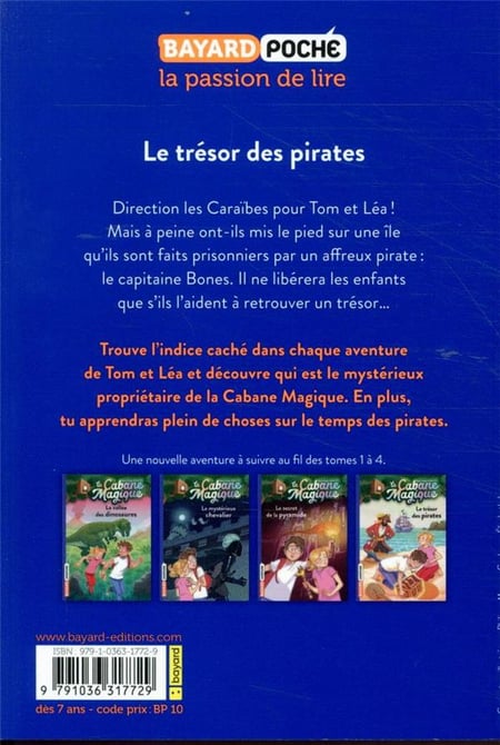 La cabane magique Tome 4 : le trésor des pirates : Mary Pope Osborne -  Romans pour enfants dès 9 ans - Livres pour enfants dès 9 ans