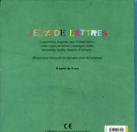 LIVRE JEUX DE LETTRES