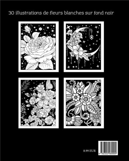 Fleurs Nocturnes : Livre de coloriages anti-stress pour adultes